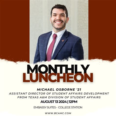 August Luncheon with Michael Osborne ‘21, Embassy Suites College ...