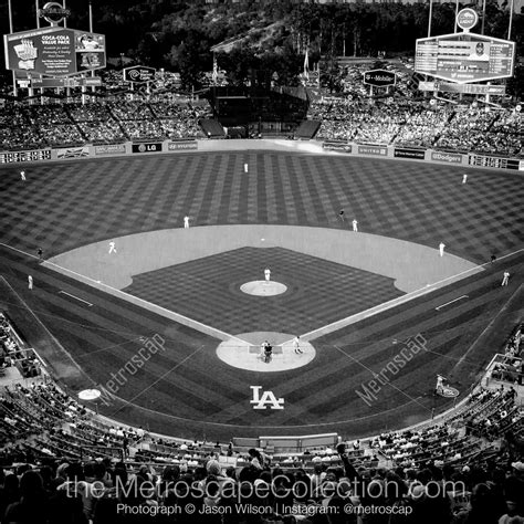 Dodger Stadium Chavez Ravine Black and White