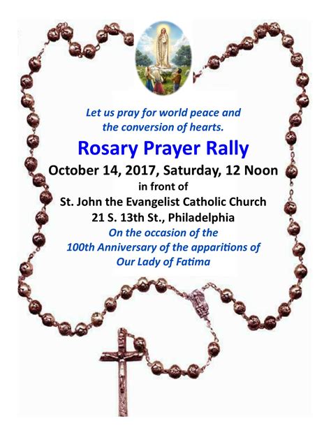 Fatima Rosary Rally on Sat. 10/14/17, 12 noon. – stjohnsphilly.org
