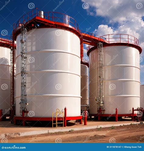 Chemical Industrial Storage Tanks For Liquid In A Factory Warehouse ...