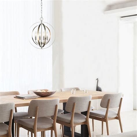 Flynama Chandelier 4-Light Brushed Nickel Modern/Contemporary Led ...