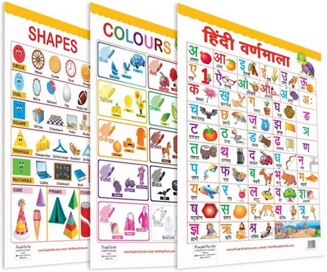 Shapes, Colours and Hindi Varnmala Educational Wallcharts for Kids ...