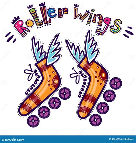 Roller skates with wings stock vector. Illustration of skating - 46067054