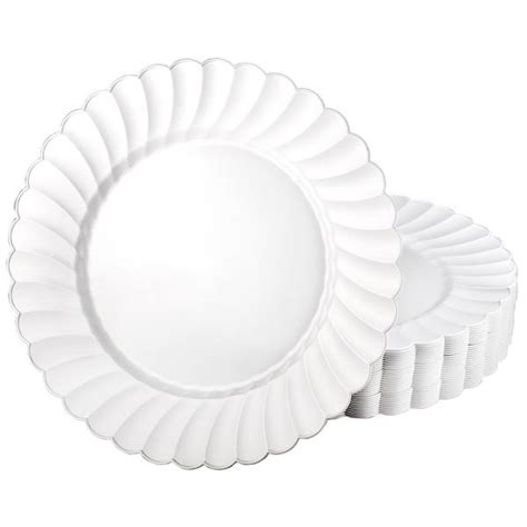 10-Pack Scalloped Edge Plastic Dinner Plates, 10"