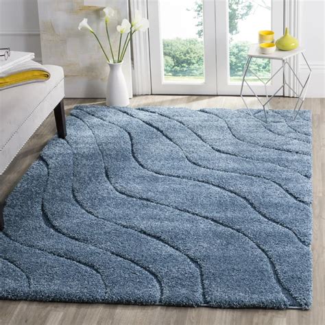 Blue Wave Solid Shag Rug - Rug Store