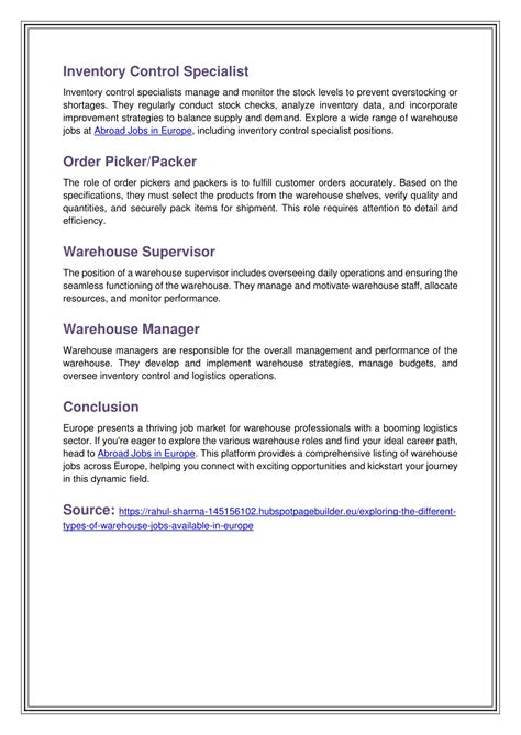 PPT - Exploring the Different Types of Warehouse Jobs Available in Europe PowerPoint ...