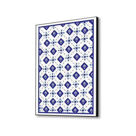 Geometric Blue and White Canvas Wall Painting – Nestroots