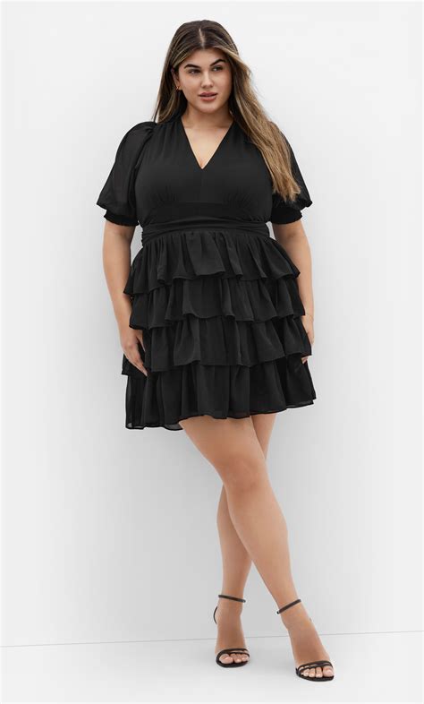 Women's Plus Size Kailey Short Sleeve Black Dress