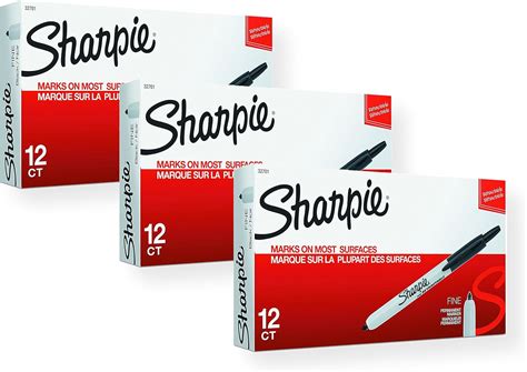 Sharpie 32701 Retractable Permanent Markers, Fine Point, Black, 36 ...