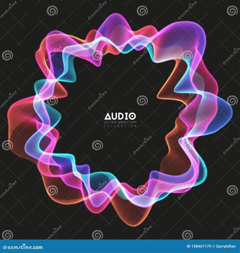 Vector 3d Echo Audio Circular Wavefrom Spectrum. Abstract Music Waves ...
