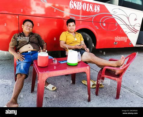 Vietnam, Ha Tien, bus station Stock Photo - Alamy