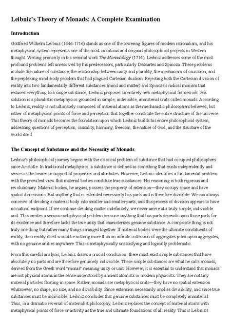 Leibniz's Philosophy (PHIL 101): Comprehensive Study Guide on Monads ...