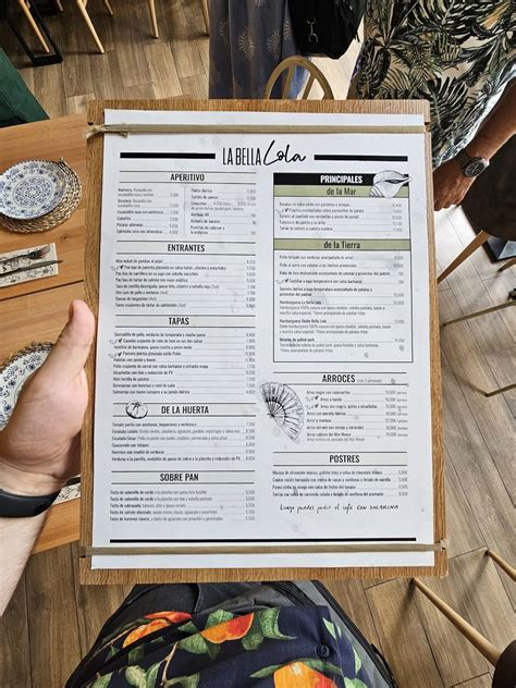 Carta del restaurante La Bella Lola, Murcia