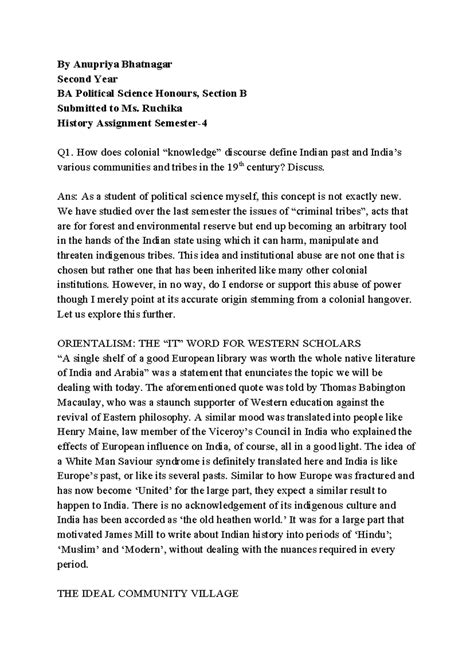 Effect of Colonial Knowledge on Indian Tribes today - By Anupriya ...