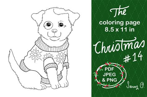 Christmas Sweater Dog Puppy Pup Coloring Graphic by Sany O. · Creative ...