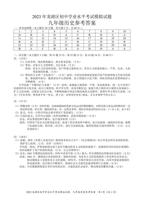 2022年广东省初中学业水平考试生物学试题及答案 _答案圈