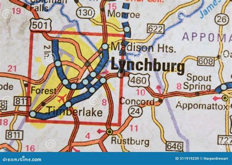 Map Image of Lynchburg, Virginia Stock Illustration - Illustration of ...