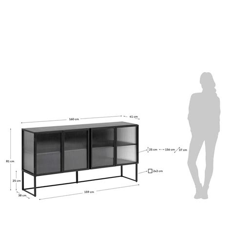Industrial Fluted Glass Tv Unit - Matt Black – East india furniture