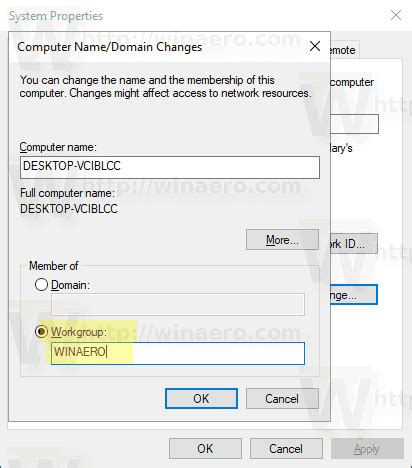 Image result for Computer Name Domain and Workgroup Settings