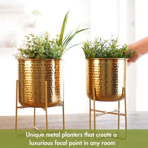 Hammered Metal Planter, Set – Behoma