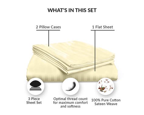 Ivory Stripe Flat Sheets Only - Hurry Sale Start — comfortbeddings-usa
