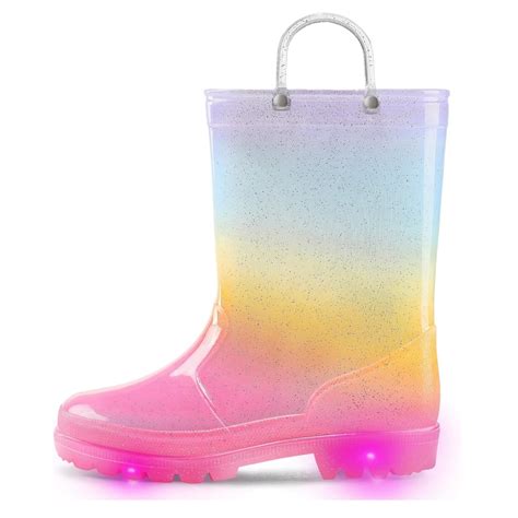 Kushyshoo Kids Light up Rain Boot Blue Purple Gradient Glitter Little ...