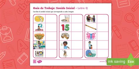 Guía de Trabajo: Sonido Inicial - Letra Q