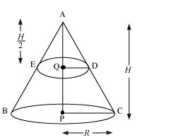 A cone of radius 10 cm is divided into two parts by a plane parallel to ...