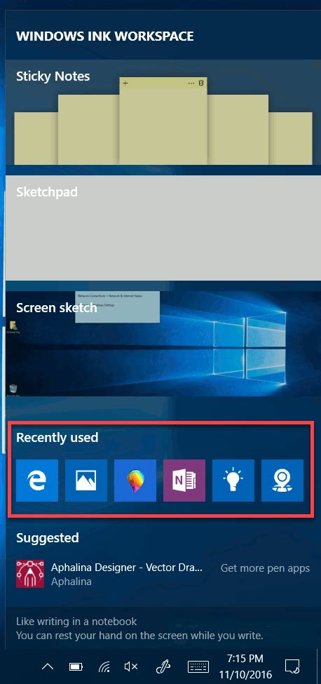 Image result for Windows Ink Workspace Bar
