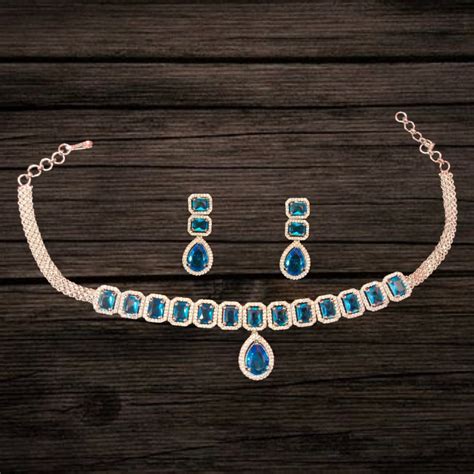 Silver Rhodium American Diamond Choker | Premium Wedding Jewelry Set ...