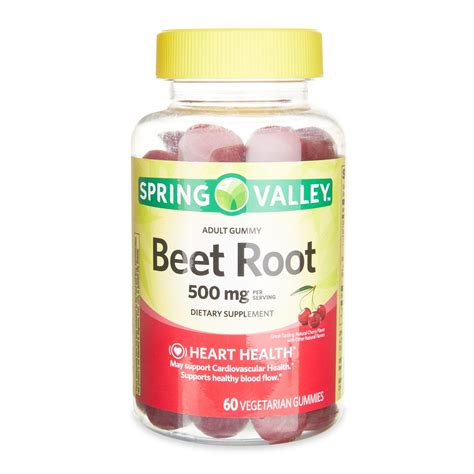 Spring Valley Beetroot Dietary Supplement Gummies, Cherry, 500 mg, 60 ...