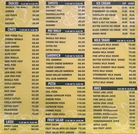 Menu at Adyar Ananda Bhavan Sweets & A2B Veg Restaurant - Basavanagudi ...