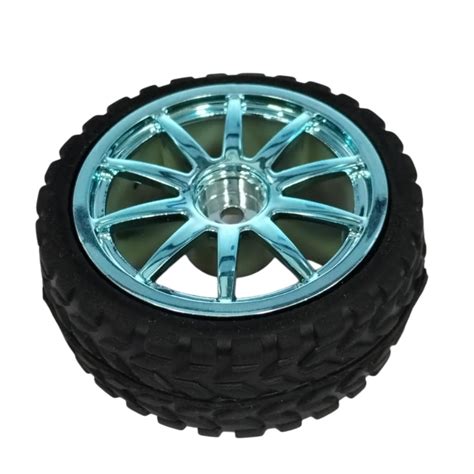 65mm Robot Smart Car Rubber Wheel Light Blue Color – Robocraze