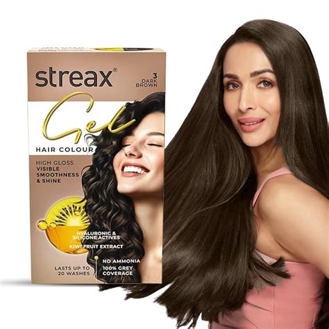 Streax Gel Hair Colour for Women & Men, Dark Brown 3, 150ml | Hair ...