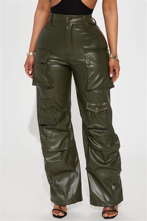 City Is Mine Faux Leather Cargo Pant - Olive | Fashion Nova