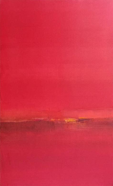 "Untitled 12": Red Oil Painting (60x36) by Anu Kulkarni | ArtZolo.com