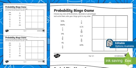 Probability Bingo Game