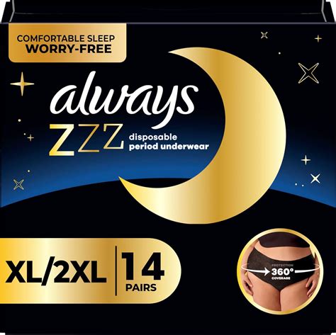 Amazon.com: Always ZZZ Overnight Disposable Period Underwear for Women ...