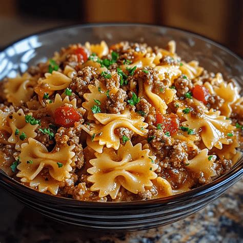 Bowtie Pasta with Ground Beef - Naomi's Recipes