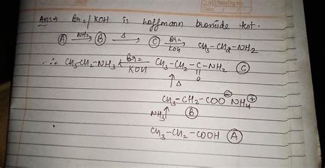 An organic compound A on treatment with NH3 gives B, which on heating ...