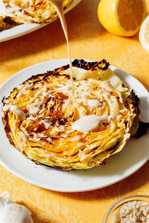 Roasted Cabbage Steaks Recipe (With Lemon Tahini Dressing) | Live Eat Learn