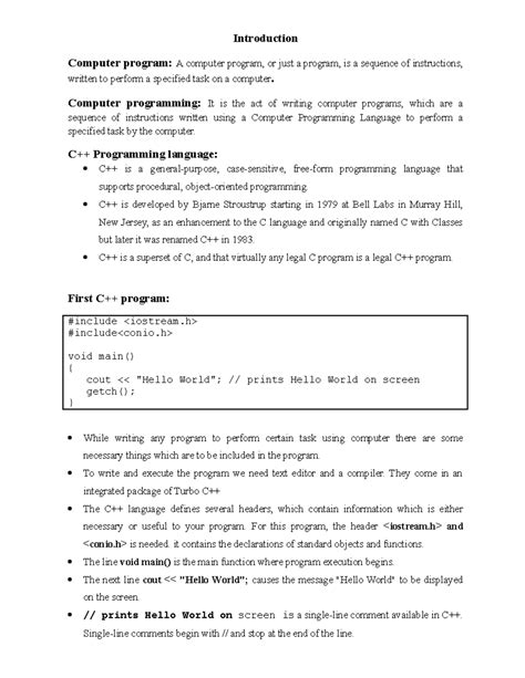 Assignment No 1- Basics - Introduction Computer program: A computer ...