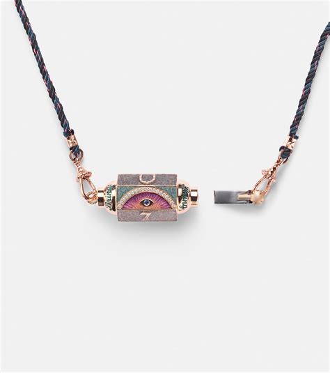 Lucky 18ct rose gold locket necklace with diamonds in pink - Marie Lichtenberg | Mytheresa