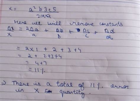 2. A physical quantity X is related to four measurable quantities a, b ...
