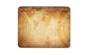 APSRA Rustic World Map Mouse Mat Pad - Desk Office Compass Travel ...