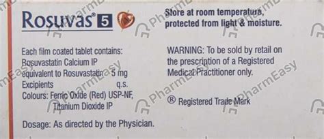 Rosuvas 5 MG Tablet (10): Uses, Side Effects, Price & Dosage | PharmEasy