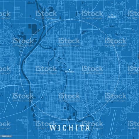 Wichita Ks City Vector Road Map Blue Text Stock Illustration - Download ...