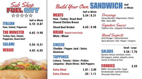 Food Menus | Fuel City