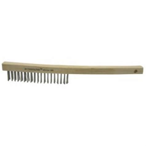 ECONOMY SCRATCH BRUSHES, 3 X 19 ROWS, WIRE, CURVED HARDWOOD HANDLE