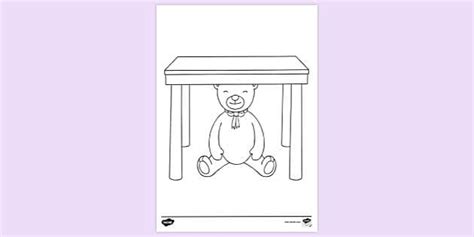 Teddy Under Table Colouring Sheet | Colouring Sheets